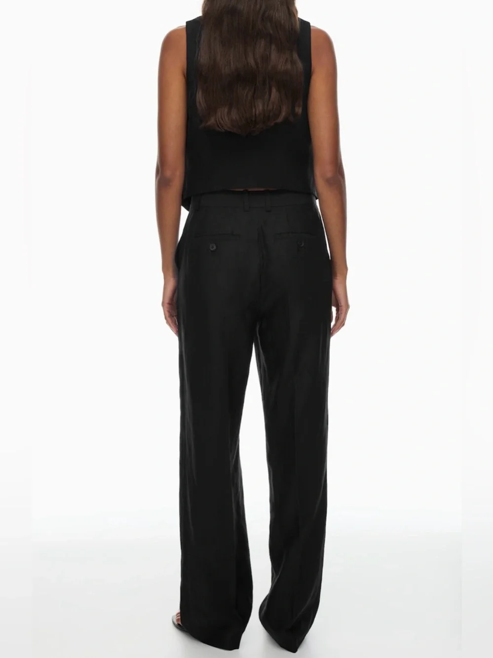 Babaton NWT Agency Linen Pant Black High-Rise Tailored Trousers Luxe Aritzia
